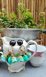 עגילי פרחים תורכיז