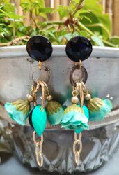 עגילי פרחים תורכיז