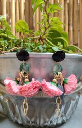 עגילי פרחים בורוד