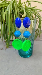 עגילי ירוק כחול