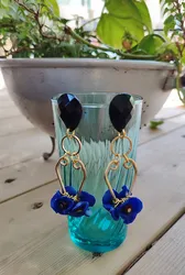 עגילי כחול עמוק