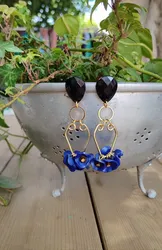 עגילי כחול עמוק