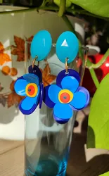 עגילי פרח כחול