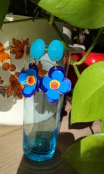 עגילי פרח כחול