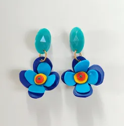 עגילי פרח כחול