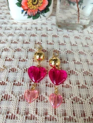 עגילי לב ורוד