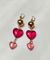 עגילי לב ורוד