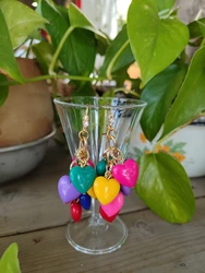 עגיל לבבות צבעוניים