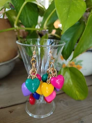 עגיל לבבות צבעוניים