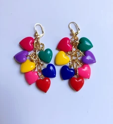 עגיל לבבות צבעוניים