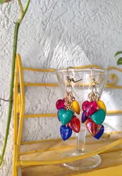 עגילי לבבות צבעוניים