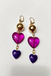 עגילי לב סגול